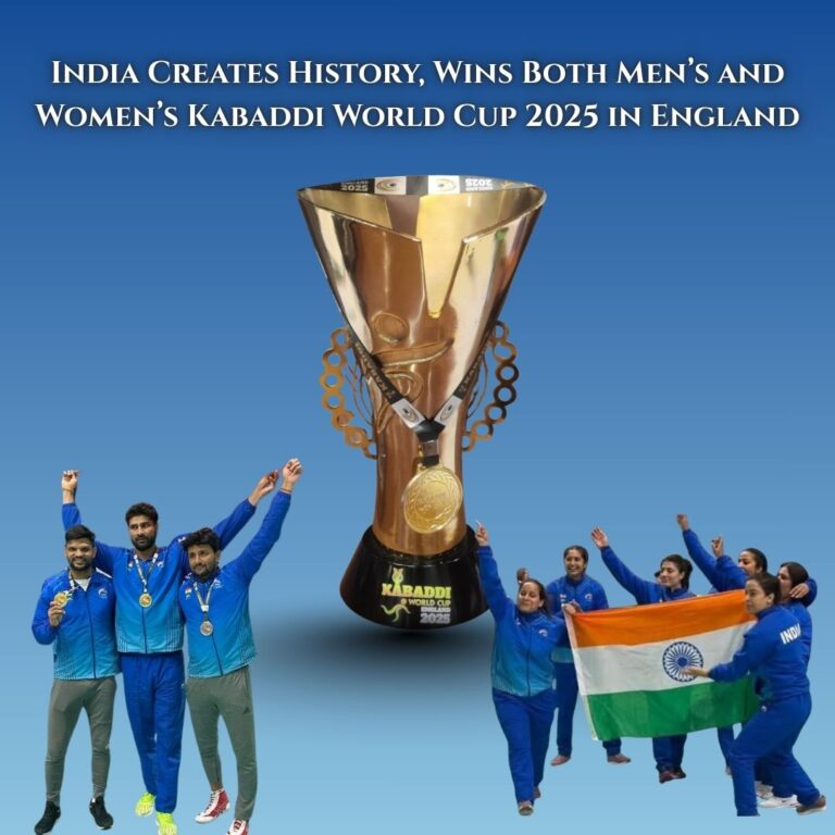 India Creates History, Wins Both Men’s and Women’s Kabaddi World Cup 2025 in England
